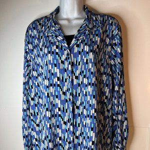Notations Womens Plus Size 1X Twin Set Top w/Attached Tank Long Sleeve Geometric